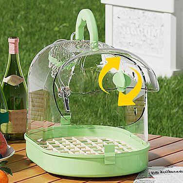 Переносна клітка для птахів: зручна транспортна коробка з безпечним замком (зелено-біла)