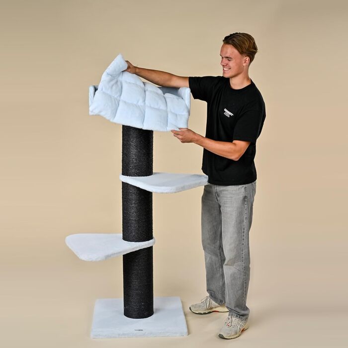 Котячий будиночок RHRQuality Royalty для великих котів – 158 см – з товстими сизалевими стовпами (основа, блакитний)