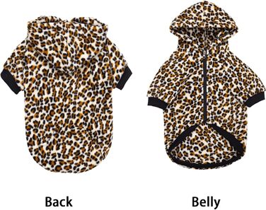 Світшот для собак Французького бульдога з кишенями, теплий флісовий пуловер для маленьких собак, чихуахуа, котів (S, леопард)
