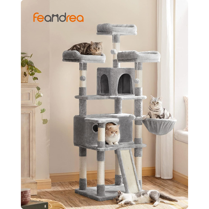 Дряпак Feandrea XXL для котів, 169 см, світло-сірий, модель PCT019W01