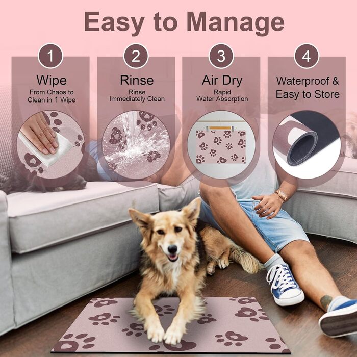 Килимок для годівлі собак Bleswin 30x50 см, водопоглинаючий, антиковзкий, коричневий