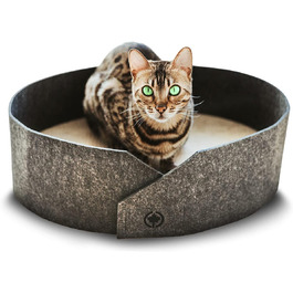 Кігтеточка-ліжко Owen XL сірого кольору з багатоярусною поверхнею для котів, 50 см