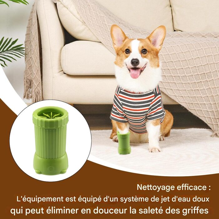 Автоматичний мийка лап для собак, USB, зелений. Підходить для середніх та великих порід