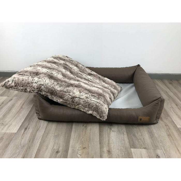 Крісло-ліжко для собак Емма з ортопедичною подушкою, з штучної шкіри, легко миється та періться (M 70x90 см)