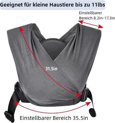 CUBY Сумка-переноска для собак, літня переноска для собак, рюкзак-переноска для собак, регульована переноска для цуценят, 10 фунтів (темно-сірий)