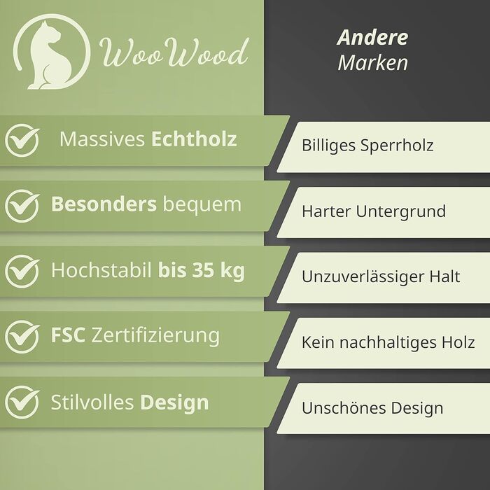 WOOWOOD® Стіна для лазіння котів з 2 сходами, дерев'яна полиця, настінний комплекс для котів, кріплення на стіну, гамак і когтеточка, меблі для котів з масиву дерева, вироблено в Європі