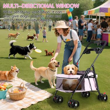 Дитяча та тваринна коляска 4-Rad, рожева. Легка, з поворотними колесами та дихаючим мережем. Ідеальна для прогулянок з дітьми та домашніми тваринами.