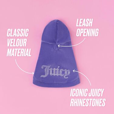 Капюшонний халат Juicy Couture Bling Velours для домашніх тварин – Рожевий – Розмір XS/S (0,9–3,2 кг) – для собак та котів