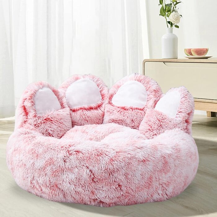 Крісло-гніздо для собак та котів, заспокійливе, антистрес, форма подушки, м'яке, тепле, для маленьких цуценят, сірий та білий (50 см, світло-рожевий)