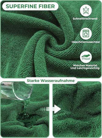 Рушник для собак Badeantel: м'який рушник з мікрофібри, швидковисихаючий, з регульованим коміром на липучці, для собак та котів (XL, зелений)