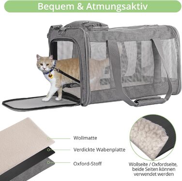 Транспортна сумка для котів та собак середнього розміру TAIKURA, складана переноска для тварин, дихаюча та миюча, з плечовим ременем, 44x31x31 см