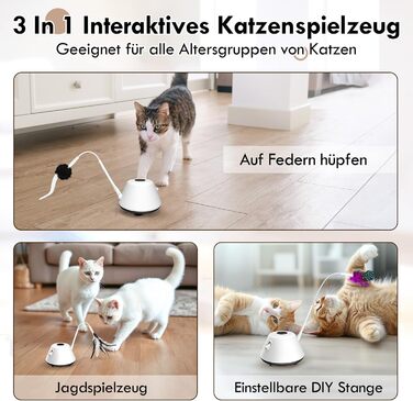 Інтерактивна іграшка для котів TGFIX 3 в 1 – електрична, з колесами та лазером, інтелектуальна іграшка, уникає перешкод, чорна