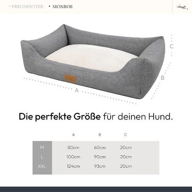 Ортопедичне ліжко для собак Freudentier® з вишуканим стеганням - Практичне, зрозуміле, сертифіковане Oeko-TEX® (M)