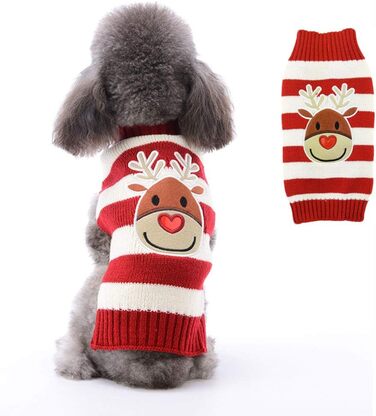 Пуловер для собак на Різдво: теплий в'язаний пуловер-роллінґ з орнаментом для цуценят та дорослих собак, розмір XXL. Ідеальний подарунок для вашого улюбленця!