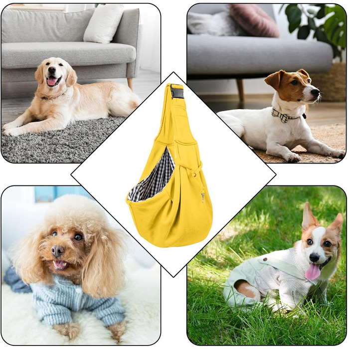 Сумка-переноска для собак, перекидна, маленька, жовта, для прогулянок та подорожей