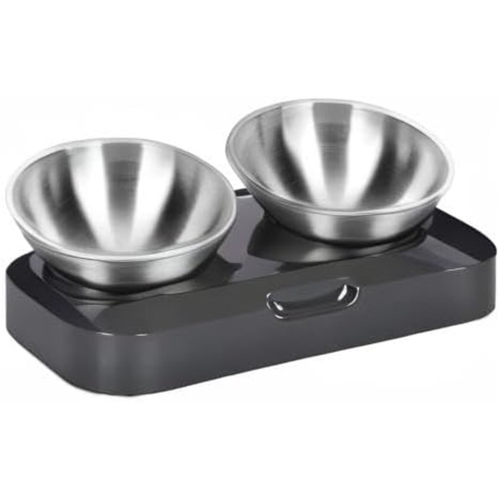 Миска для котів з нахилом 15° з нержавіючої сталі, харчової якості, миється в посудомийній машині, з силіконовою основою, для котів та цуценят, 1 шт.