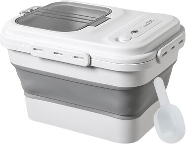 Контейнер для корму для собак RoxNvm, 12.5 кг, з кришкою та ложкою, сірий