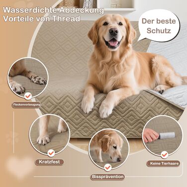 Водонепроникний килимок для собак Gyuro, двосторонній, міцний, для дивану та ліжка, миючий, для собак та котів (Темно-хакі + Хакі, 208*208 см)