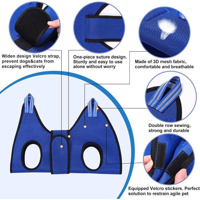 Гамак для грумінгу собак Kkiimatt, обладнання для догляду за тваринами, для середніх та великих собак/котів, набір для стрижки нігтів (кліпер + пилка), широка стрічка, мішок для відходів, блакитний