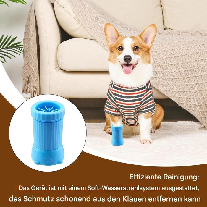 Автоматичний мийник лап для собак та котів Buddy Muddy | USB-зарядка, портативний, для малих та середніх порід, блакитний