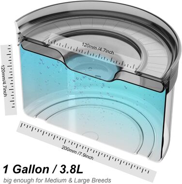 Миска для води для собак, не проливається, герметична, BPA-free, 3,8 л, велика місткість, не ковзає, з бортиком від розбризкування, Slobber Stopper для неакуратних питущих