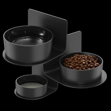 Миска для котів та собак DRAIAX ElegantFeed S: керамічна, піднята, для настінної установки, чорна
