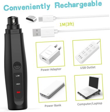 Електричний триммер для нігтів Milisten для собак та котів. Безпечний, тихий, з алмазним покриттям, довговічний