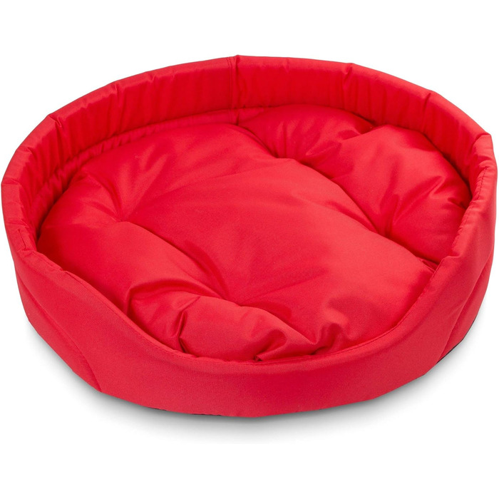 Крісло-ліжко для собак середніх порід, овальне | Зносостійке лежання для собак з подушкою | Кошик для собак | Поліестер, червоний, L (57x52 см)