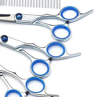Набір ножиць для грумінгу собак та інших домашніх тварин 6 в 1, регульовані, з неслизькою ручкою