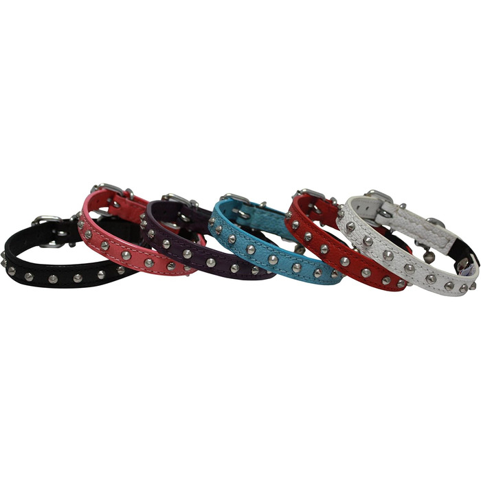 Шкіряний нашийник для котів Angel Pet Supplies з шипами, безпечний, еластичний, білий, 30 см х 1,3 см