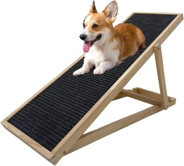 Міцна пандус для собак TRUTZHOLM з соснового дерева, 104x35 см, регульована висота 46/52/56 см, вантажопідйомність 35 кг, м'яка поверхня з фетру, для підйому домашніх тварин