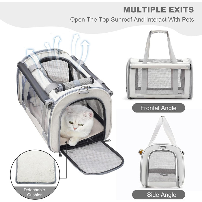 Транспортна переноска для собак та котів PETCUTE, складана, з внутрішнім ременем безпеки, схвалена авіакомпаніями, дихаюча, для подорожей та прогулянок, бежева