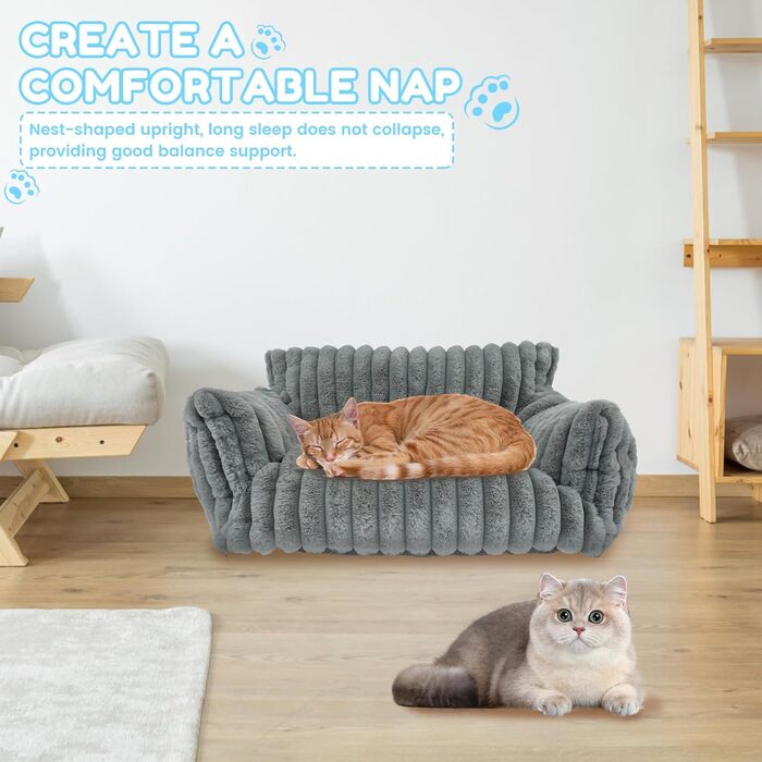 М'яке ліжко для котів та собак: зручне диванчик з фетру, антиковзаюча база, легко миється (темно-сірий)