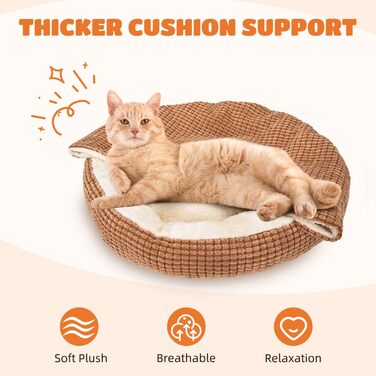 Квіткове ліжко для котів та маленьких собак Nobleza, кругле, миється, 65x58x16 см, коричневе