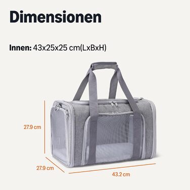 Транслювач для котів та собак Amazon Basics з регульованим ременем, м'який, схвалений авіакомпаніями, складаний та портативний, з сітчастою вентиляцією