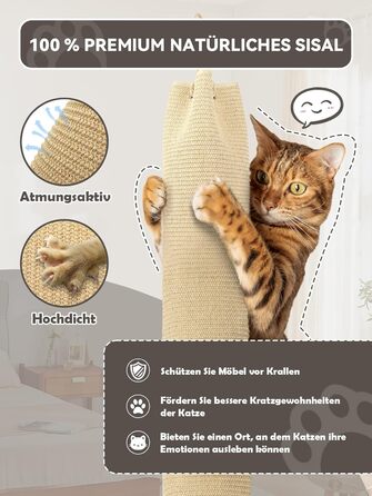 Кліматизатор для котів BSWAY 16x16x240 см, котяче канатне дерево, мішок з сизалю, котячий кліматизатор з гачками та наповнювачем