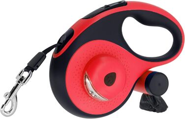 МоYouno Висувна поводок для собак 8 м з тримачем для відходів, червоний