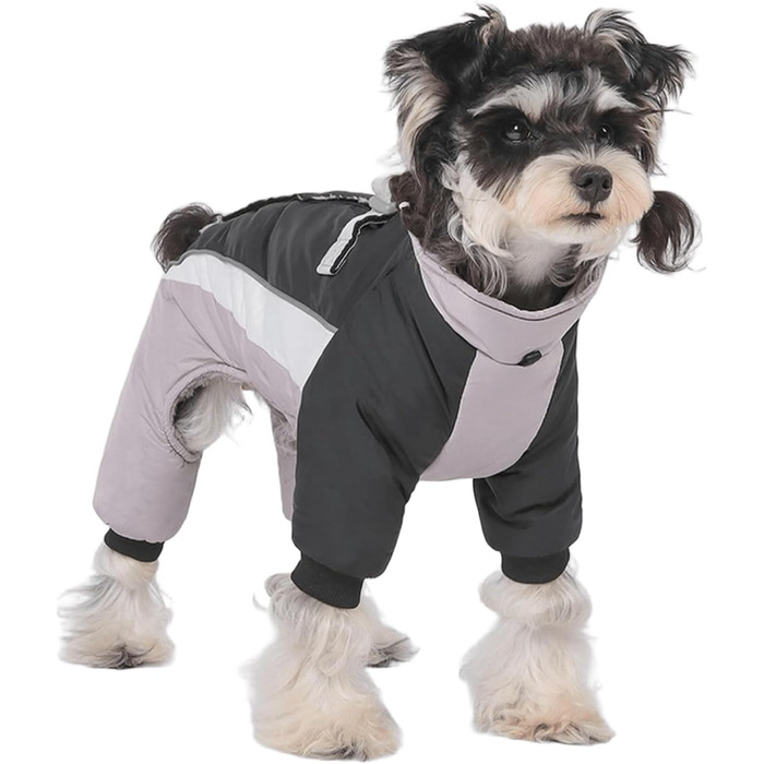 Теплий флісовий халат для собак, модний, з відбиваючими елементами, для цуценят, для холодної погоди, з D-посиланнями, регульований, кольоровий, з патчами, сніговий костюм для маленьких собак, чорний, L