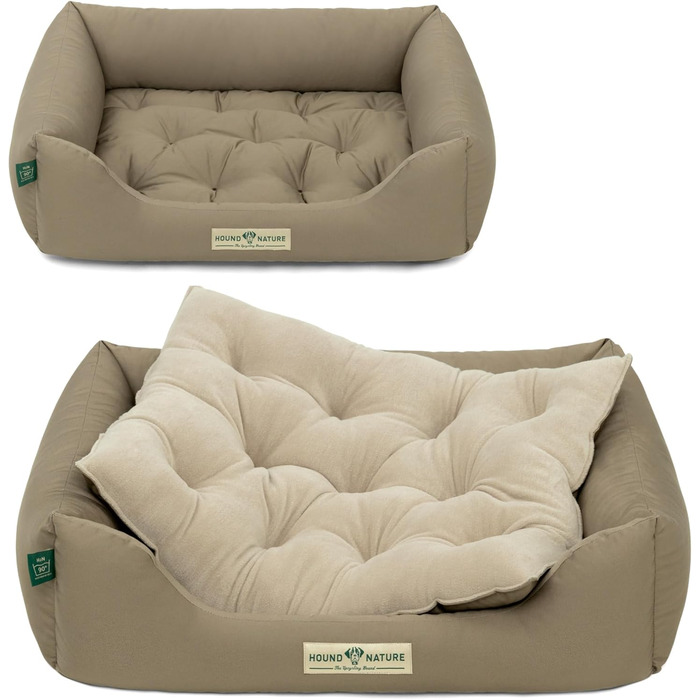 Ортопедичне собаче ліжко HOUND & NATURE Zürich S (75x60 см, Taupe) | М'яке, кудлате, з можливістю прання