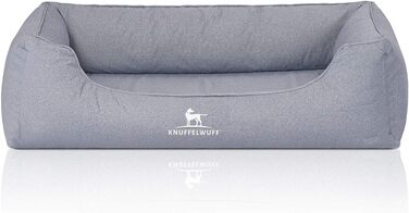 Ортопедичне водонепроникне собаче ліжко Knuffelwuff Malou з велюру, ручної роботи, XL 105 x 75 см. Знімний, пральний чохол. Для великих, середніх та маленьких собак (105 x 75 x 25 см, світло-блакитний)