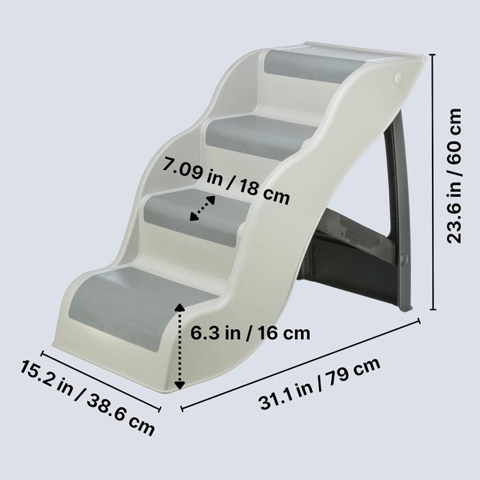 Сходинка для собак TRIXIE з гумовим покриттям – 4 сходинки, сіра