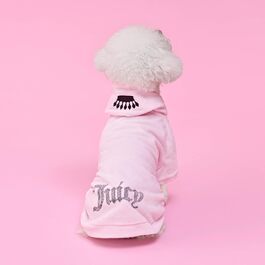 Худі Juicy Couture Bling Velours для домашніх тварин – Рожевий – Розмір XS/S (0,9–3,2 кг) – для маленьких собак та котів