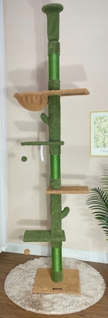 Стельовий дряпак для котів: високий стовпчик-дряпалка з лежаком