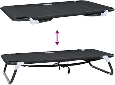 Складане ліжко для собак середніх порід від vidaXL – чорного кольору, метал та тканина | Зручне підняте ліжко для дому та вулиці, довговічні меблі для тварин, 90 x 55 x 18 см