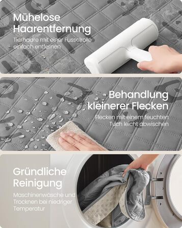 Водонепроникний плед для собак Feandrea, 135 x 76 см, захист для авто та дивану, машинного прання, антиковзаюча підкладка, стеганий дизайн, сірий (PPB024GD01 S)