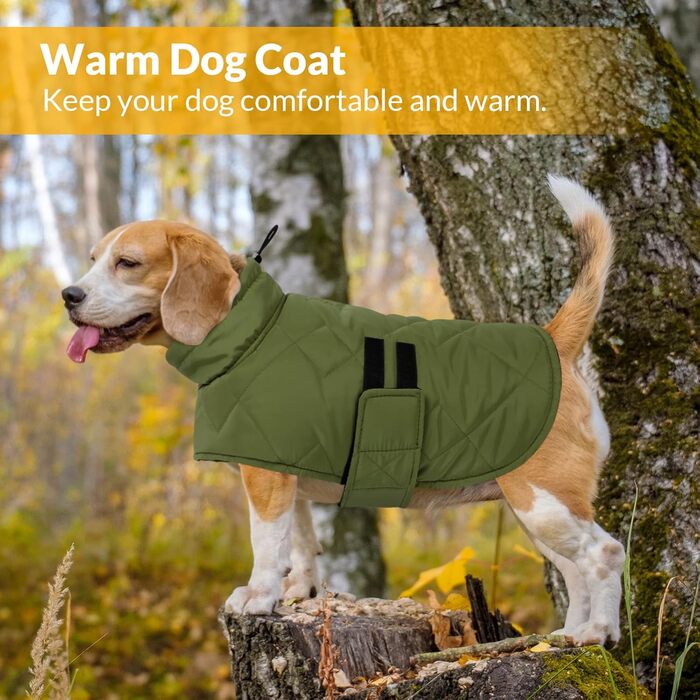 Зимовий одяг для собак великих порід: тепла куртка для такси, бульдога - вітронепроникна для дому та вулиці, кемпінгу, походів, 3XL, зелена