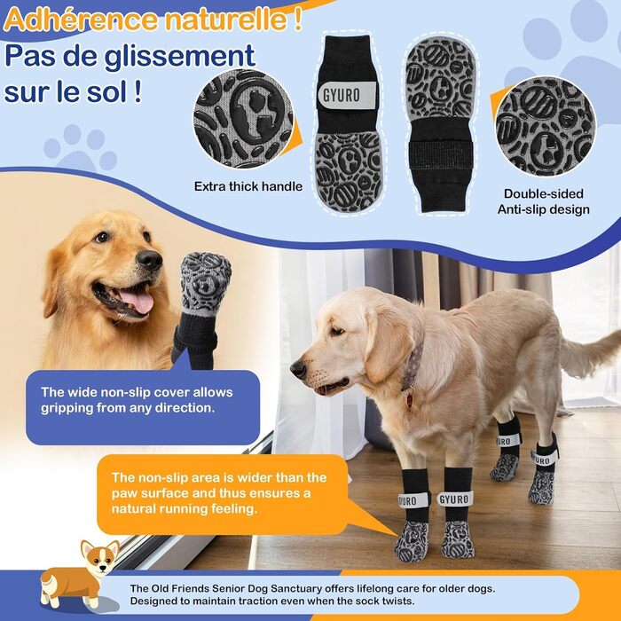 Чорні антиковзкі шкарпетки для собак (XXL) - захист лап від слизькості на твердих підлогах