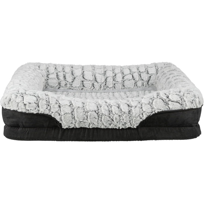 Ортопедичне ліжко для собак TRIXIE Vital Lino, 110x75 см - м'яке ліжко з memory foam, для літніх собак, чорний/сірий