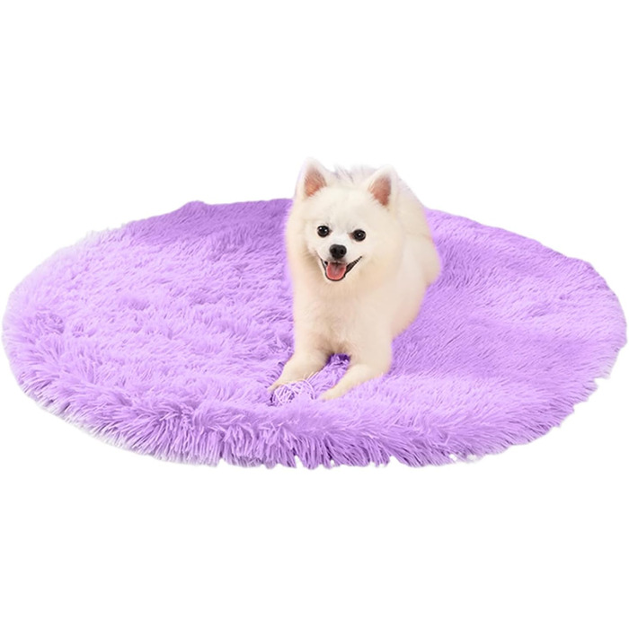 М'яке ліжко для собак PETCUTE з плюшу, 80х80 см, фіолетове. Зручне, тепле, з неслизьким дном, для великих та середніх собак. Легко миється.