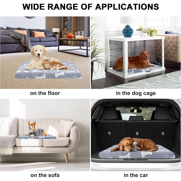 Килимок для собак Qoosea з Memory Foam, 50х40 см, сірий. Килимок для котів та собак середніх порід, миючий, з антиковзною основою